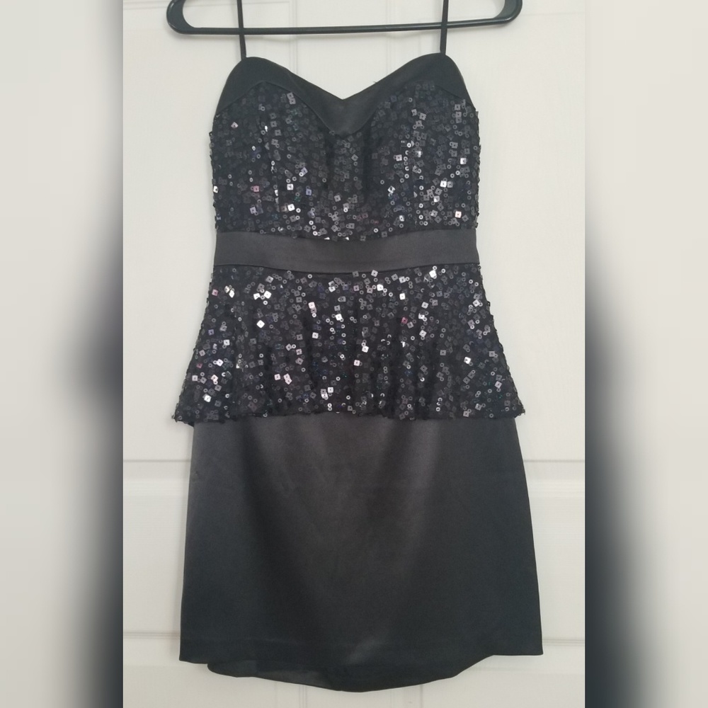 Little Black Strapless Dress with Mermaid Sequins!